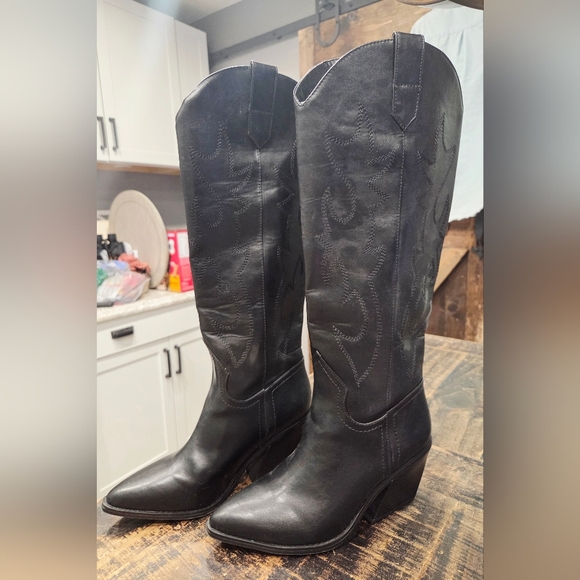 Arizona Black Tall Women's Cowboy Boots - Picture 4 of 10